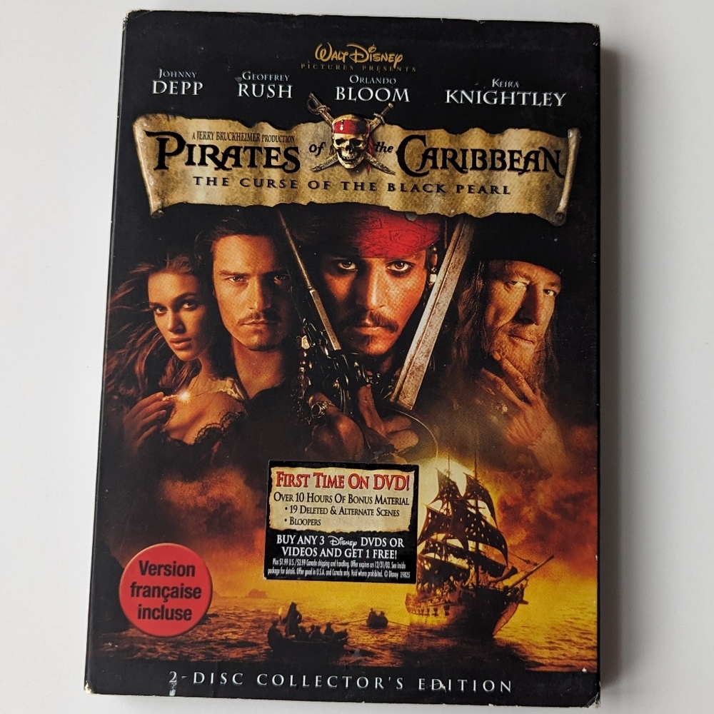2/$15 Pirates of the Caribbean: The Curse of the Black Pearl DVD